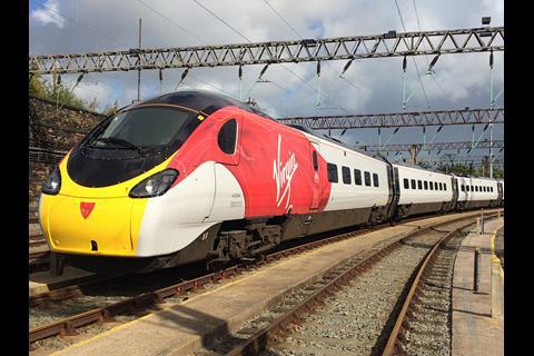 The first of 56 Pendolino trainsets which are to be repainted by Alstom has returned to service with Virgin Trains.
